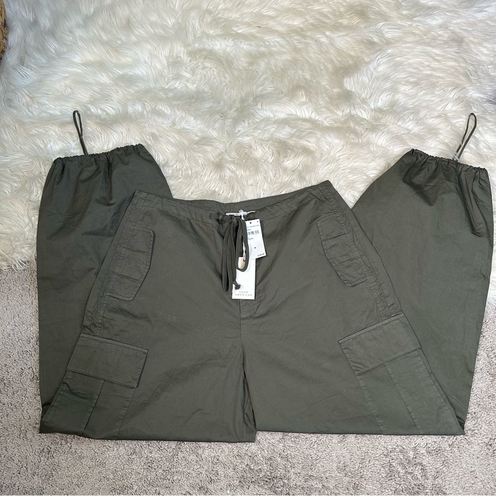Nwt Good American PARACHUTE PANT Fatigue olive Green Pants - Picture 10 of 12